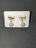 White Bow Earrings