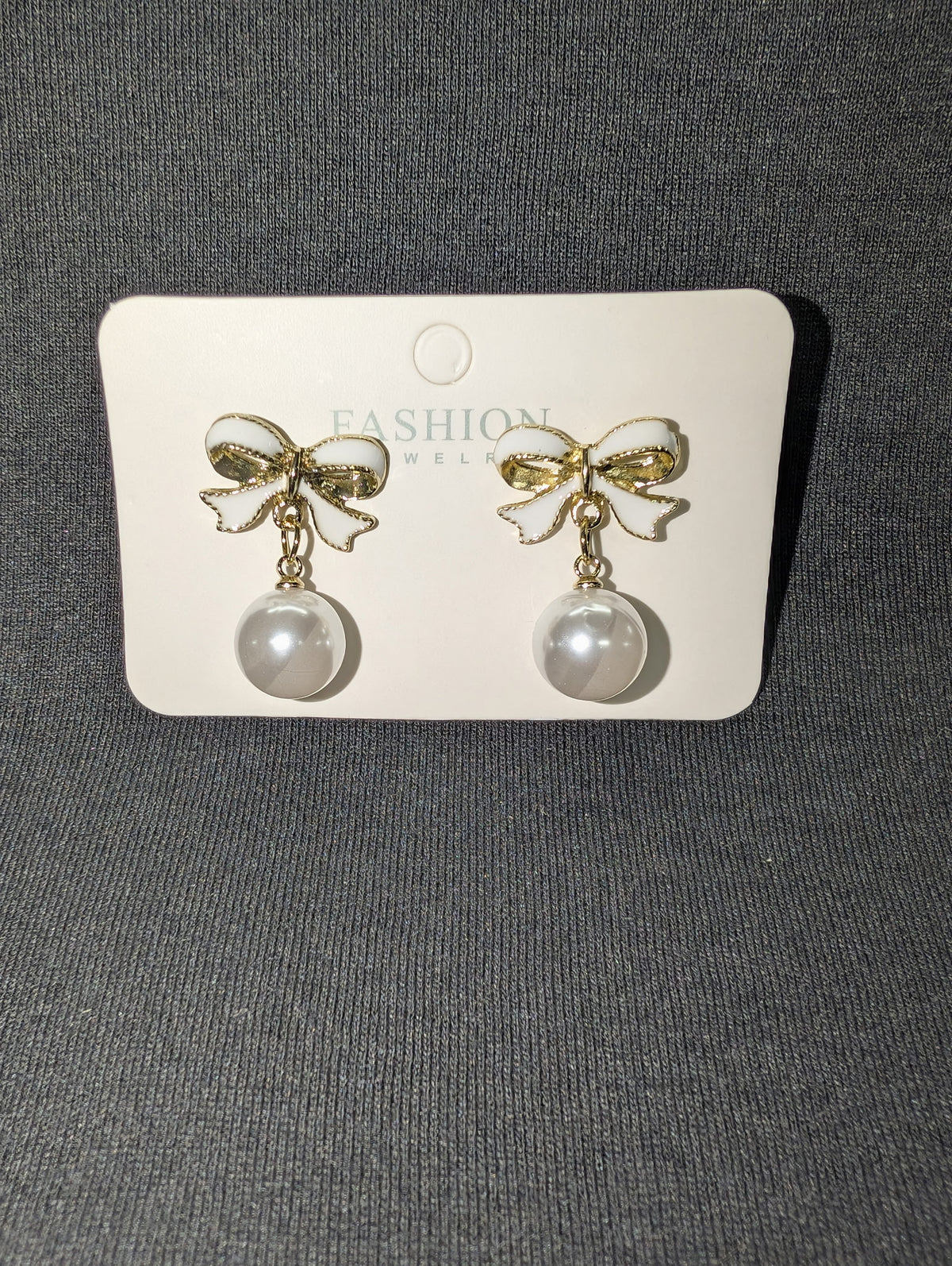 White Bow Earrings